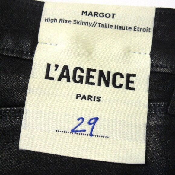 NWT L'Agence Margot in Noir Black Coated High Rise Skinny Stretch Crop Jeans 29 - Picture 5 of 6